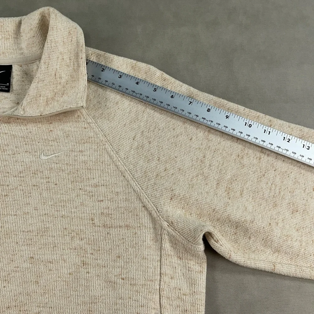 Nike Quarter Zip Mock Neck Pullover Sweater Women's Size Medium Beige Cropped - Picture 9 of 12